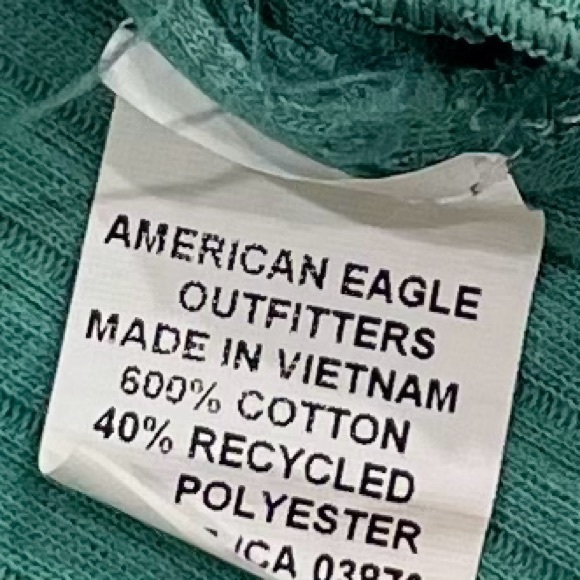 American Eagle Outfitters Ribbed Lettuce Edge Baby Tee Shirt Top - Picture 5 of 6